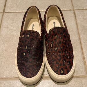 Madewell Cow hide leopard print slip on shoes